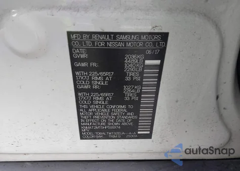 2017 Nissan Rogue Sv from USA, damaged, VIN KNMAT2MT5HP591974